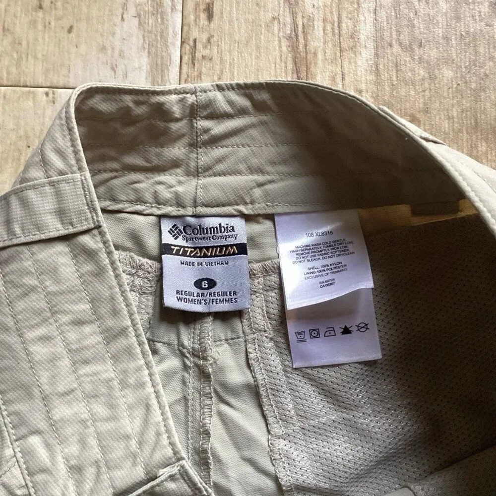 COLUMBIA Titanium Convertible Hiking Pants Beige Omni-Dri Women’s 6 - Picture 3 of 8